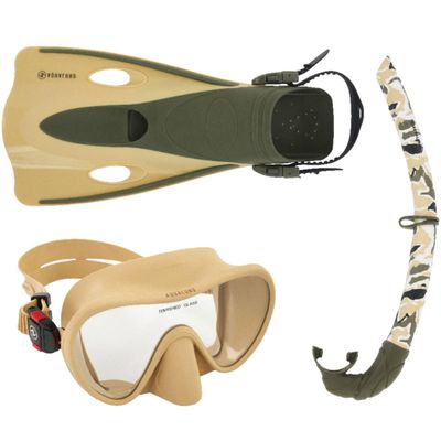 Aqualung Nabul Snorkeling Set - Sand/Camo, Small/Medium