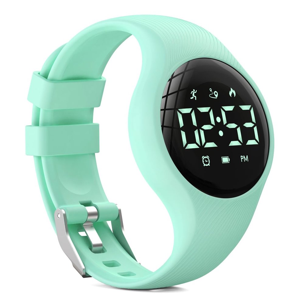 synwee Kids Digital Pedometer Watch, Step Counting Watch, Fitness Tracker, Waterproof, Date/Alarm Clock/Timer, for Children Teens Boys Girls Women (Green)