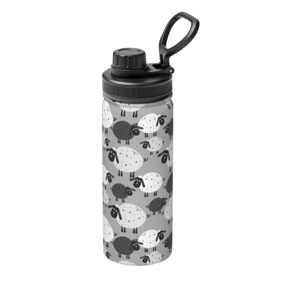 ADovz Cute Sheep Print Sports Insulated Water Bottle 18oz Stainless Steel Water Bottles with Handle and Spout Lid BPA Free Leak Proof Double Wall Water Flask for Men Women Gym Travel