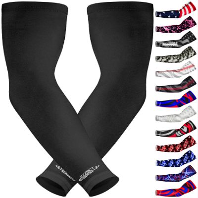 Exxact Sports Compression Arm Sleeves for Men & Women, 1 Pair Performance Sleeves for Baseball, Football, Youth & Adult Sizes - (Black Solid, AS)