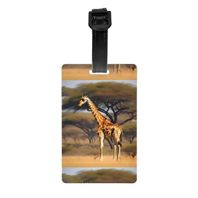 Africa Giraffe Majestic Tree Luggage Tags,Personal Information Card Holder,Suitable for Suitcases,Sports Bags,and More