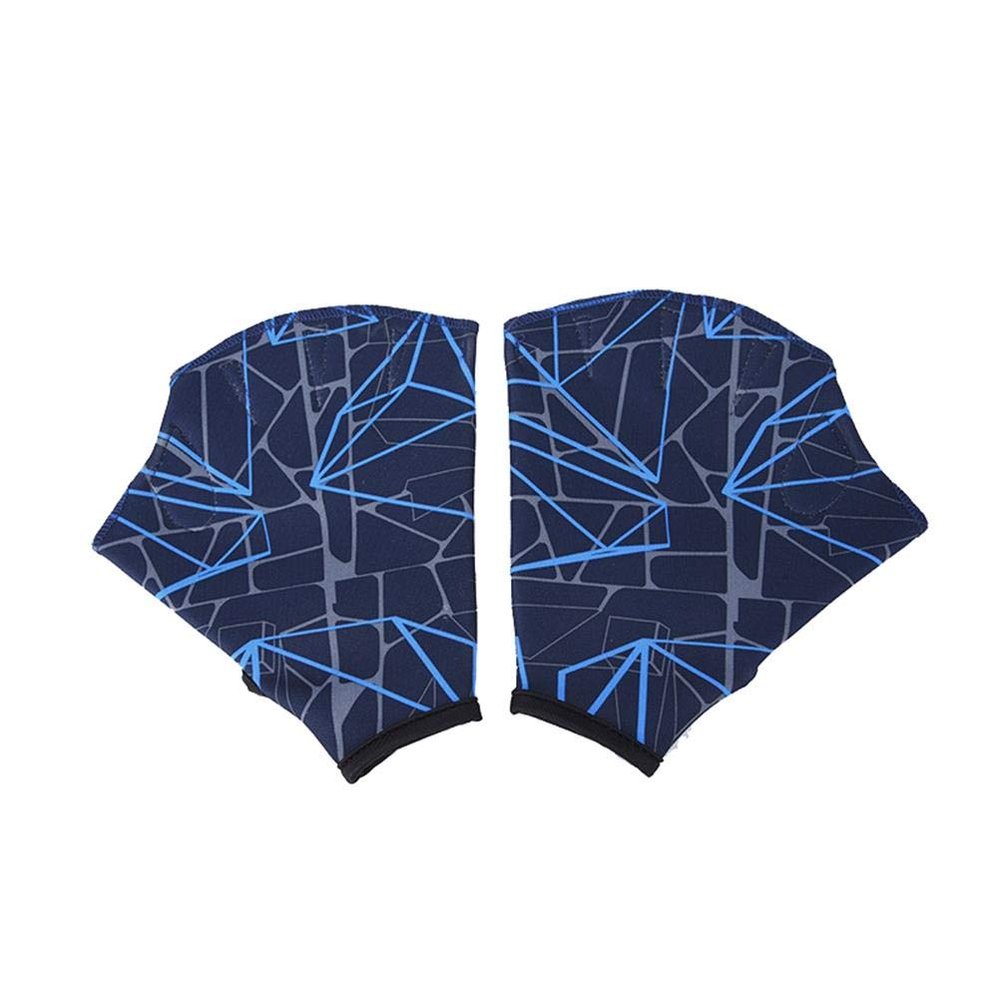 1 Pair Aquatic Gloves,Nylon Fingerless Swimming Gloves Swim Training Gloves for Diving Surfing (Tibetan blueprint)