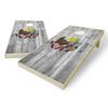 State Flag Distressed Wood Design Solid Wood Regulation Cornhole Set 4 Feet x 2 Feet Includes Set of 8 Bags and Carrying Case with Optional LED Lights and Lamination (Illinois) view 1
