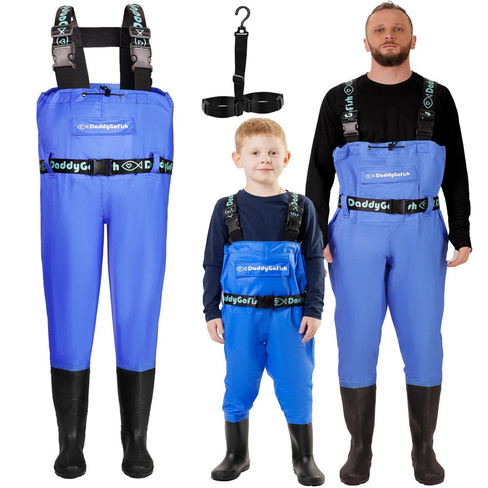 DaddyGoFish Chest Waders for Kids and Adults, Fishing and Hunting Waders with a Pocket and a Wader Hanger