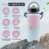 GT BOTTLES 32oz Stainless Steel Vacuum Insulated Wide Mouth Water Bottle with 3 Lids and Paracord Handle for Hot & Cold Beverage (Light Purple/Sky Blue, 32oz) view 4
