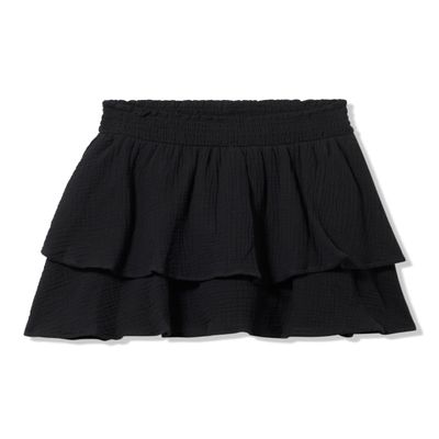 Speechless Girls' Cotton Smocked Waist Tiered Short Skirt, Black, Medium