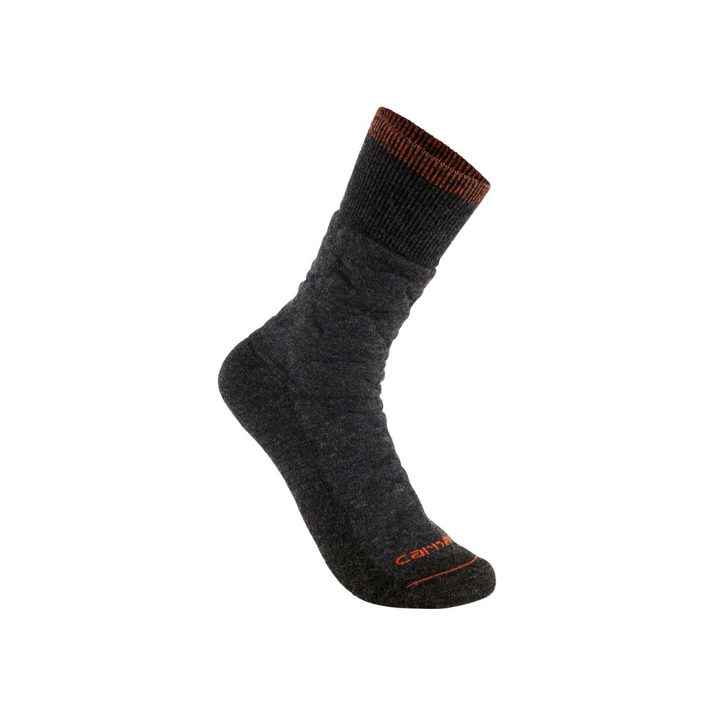 Carhartt Men's Twin Knit Heaveyweight Diamond Plate Crew Sock, Carbon Heather, X-Large