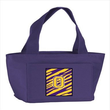 212 Main Monogram Letter O - Tiger Stripe- Purple Insulated Cooler Lunch Bag