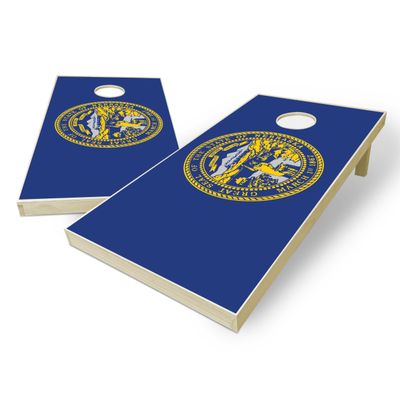 State Flag Solid Wood Regulation Cornhole Set 4 Feet x 2 Feet Includes Set of 8 Bags and Carrying Case with Optional LED Lights and Lamination (Nebraska)