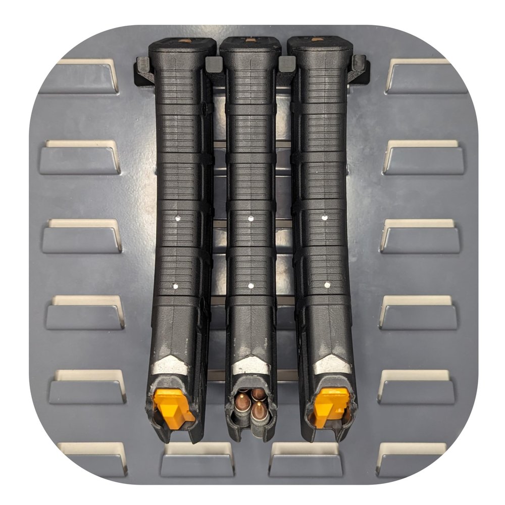 Hammy3DPrints Mount for AK 762x39 Mags - Secure It/Akro Mils | Magazine Holder Storage Rack (Standard, Plastic Panel)