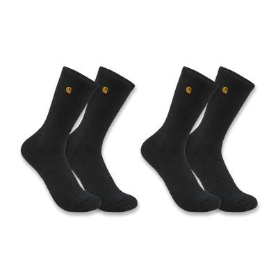 Carhartt Women's Force Midweight Crew Sock 2 Pack, Black, Small