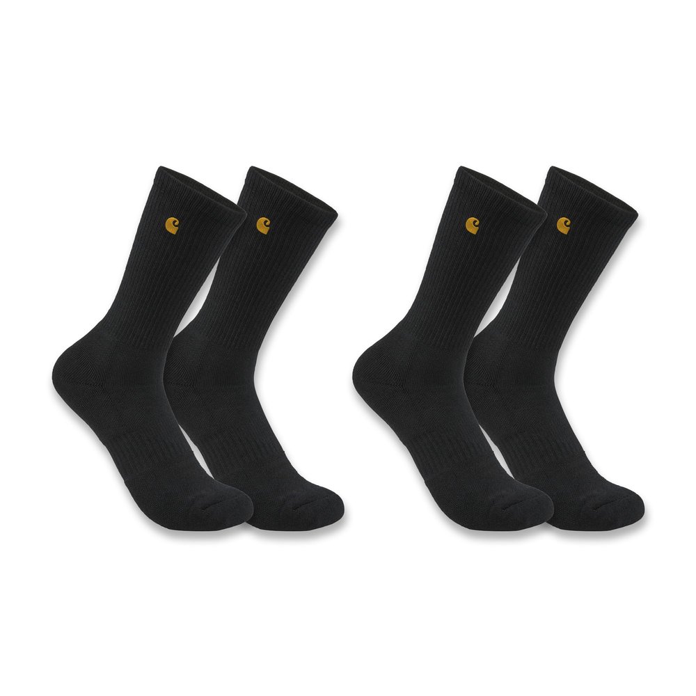 Carhartt Women's Force Midweight Crew Sock 2 Pack, Black, Small