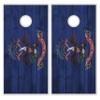 State Flag Distressed Wood Design Solid Wood Regulation Cornhole Set 4 Feet x 2 Feet Includes Set of 8 Bags and Carrying Case with Optional LED Lights and Lamination (North Dakota) view 2