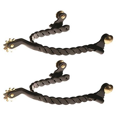 112-Y Black Steel Twisted Spurs - Youth