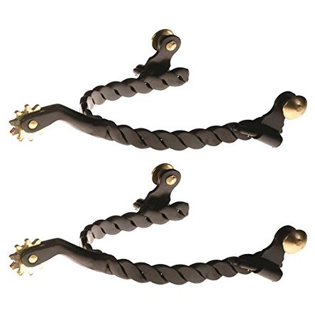 112-Y Black Steel Twisted Spurs - Youth