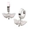 316L Stainless Steel Butterfly Dangling Huggie Hoop Earrings, Sold as a Pair view 1