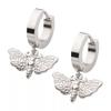 316L Stainless Steel Butterfly Dangling Huggie Hoop Earrings, Sold as a Pair view 2