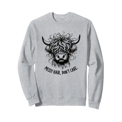 Highland Cow Messy Hair Don't Care Sweatshirt