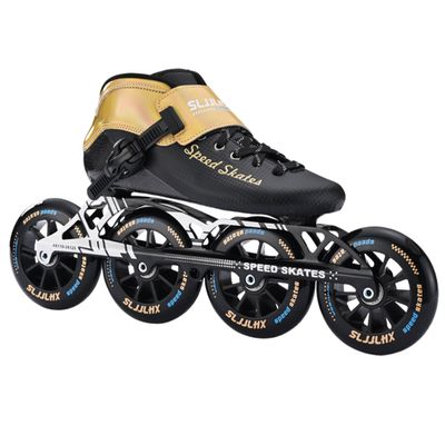 SLJJLHX Inline Speed Skates Adult for Mens Womens, Professional Fitness Racing Skates Adult Male, High Performance Roller Skating, Black