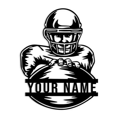 Customized rugby player metal signs, rugby sports name wall decorations, personal rugby wall signs, rugby home decor customization (Style-3)
