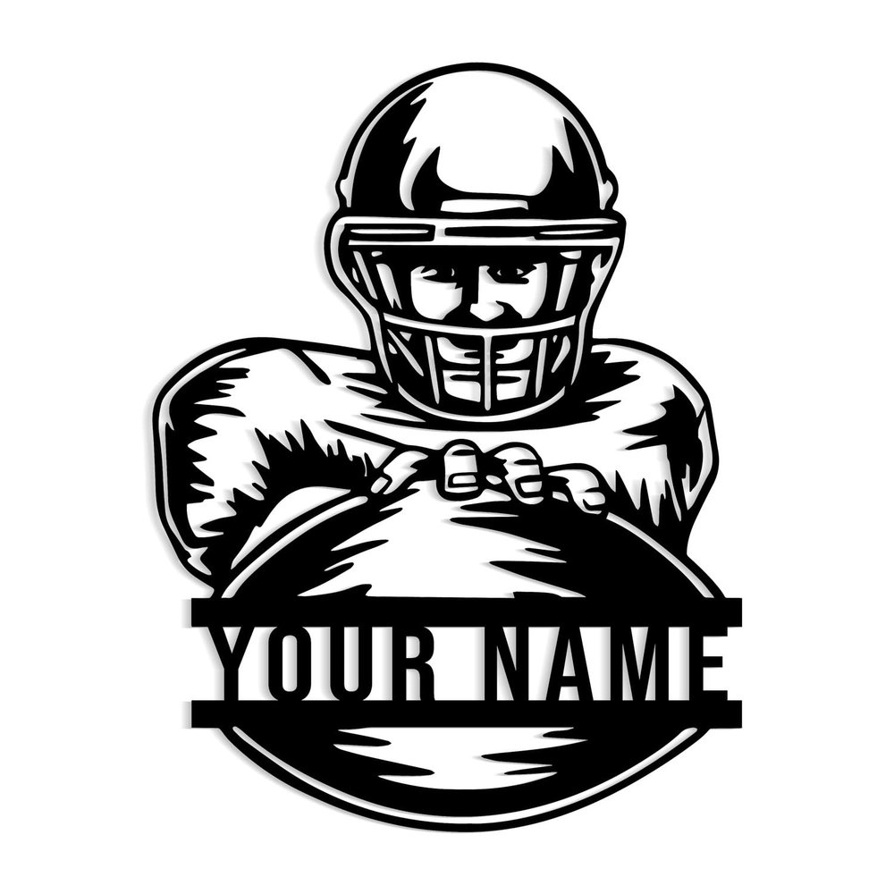 Customized rugby player metal signs, rugby sports name wall decorations, personal rugby wall signs, rugby home decor customization (Style-3)