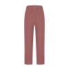 NATHGAM Womens Cotton Linen Trousers Elastic Waist Straight Pants Cropped with Pocket Pants Comfy Streetwear Work Sweatpants Red view 3