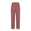 NATHGAM Womens Cotton Linen Trousers Elastic Waist Straight Pants Cropped with Pocket Pants Comfy Streetwear Work Sweatpants Red view 4