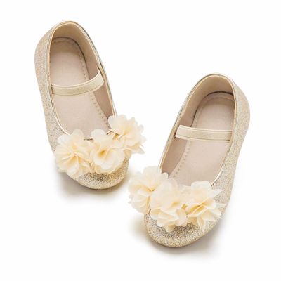 Otter MOMO Toddler/Little Girls Mary Jane Ballerina Flats Gold Shoes Slip-on School Party Dress Shoes Size 9