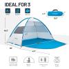 EchoSmile UPF 50+ Beach Tent Sun Shelter for 3/4 Person, Portable Beach Cabana Tent view 2