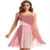 Hedmy Women Adult Mesh Overlay Ballet Contemporary Dance Dress Sleeveless Lyrical Leotard Costume Brown Large view 1