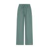 NATHGAM Womens Wide Leg Pants Summer Cotton Linen Pants Lounge High Waist Beach Trouser Pants Lightweight Flowy Pants Pockets Green view 3