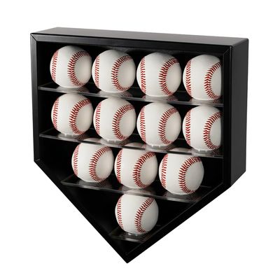 J JACKCUBE DESIGN Baseball Display Frame Case with 12 Balls Holders Shadow Box Wall Cabinet Organizer Shelf for Home Run Autographed Collection Memorabilia Ball- MK953A