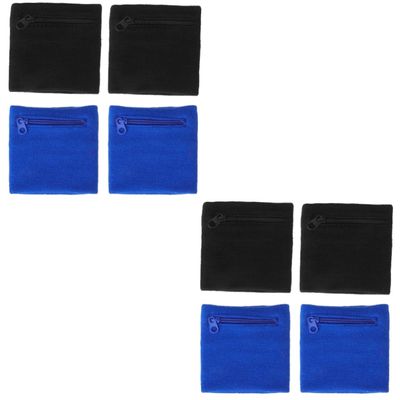 SUPVOX 8pcs Elastic Wrist Wraps Wristlet Strap Zipper Pocket Sweat Bands for Wrist Compression Running