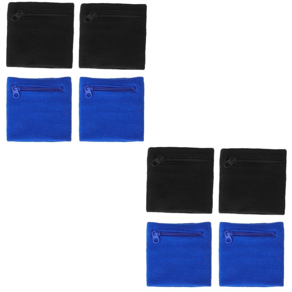 SUPVOX 8pcs Elastic Wrist Wraps Wristlet Strap Zipper Pocket Sweat Bands for Wrist Compression Running
