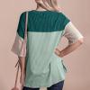 Women Color Block Knitter Short Sleeve Shirts Oversized Tops Fashion Summer Crew Neck Basic Tee Shirts Loose Tunic Tops Light Blue view 3