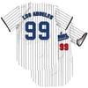 TIFIYA 99 Stripes Baseball Jersey Short Sleeve Button Shirts for Fans T268-White-S view 1