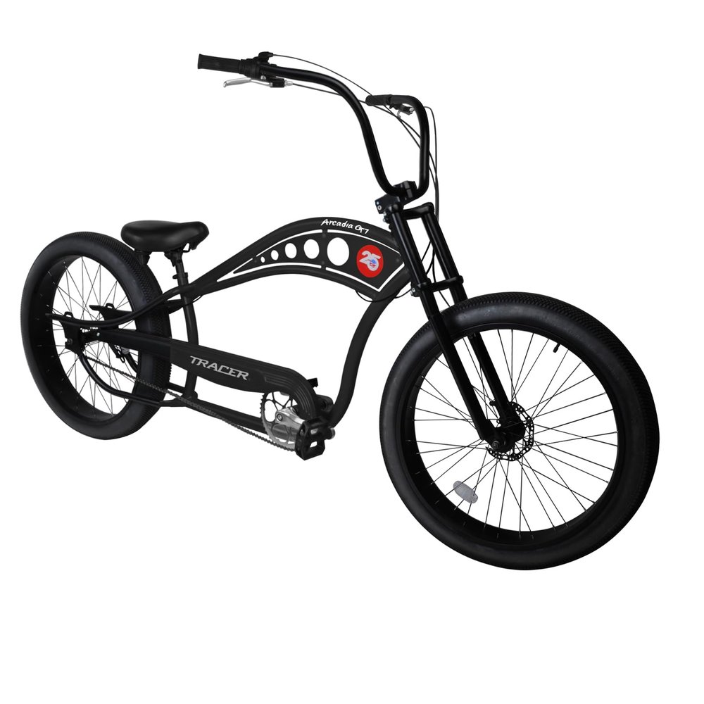 Tracer Fat Tire Beach Cruiser Bike, 26 Inch Stretch Chopper Bicycle for Adult,7-Speed Men Cruiser Bike with Oversized Hi-Ten Stretch Steel Frame,Front Wheel 26 * 3.0,Rear Wheel 26 * 4.0MBK1