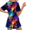 Irisjudy Colorful Galaxy Starry Womens Pajamas Set Two-piece Pj Sets, Color Stars Nebula Short Sleeve Summer Soft Loungewear 2 Piece Pjs Set S-5XL view 2