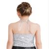 Aislor Girl's Glitter Sequins Jazz Ballet Hip Hop Dance Tank Top Sleeveless Halter Neck Vest Cheerleading Dancewear Silver 6 Years view 2