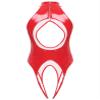 Miutii Womens Faux Leather Hollow Out Stretch Bodycon Tank Leotard Party High Neck Thongs Clubwear Red B XX-Large view 2