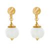 LES POULETTES JEWELS - Golden Metal Clip Earrings and Large Ceramic Beads - White view 2