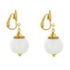 LES POULETTES JEWELS - Golden Metal Clip Earrings and Large Ceramic Beads - White view 3