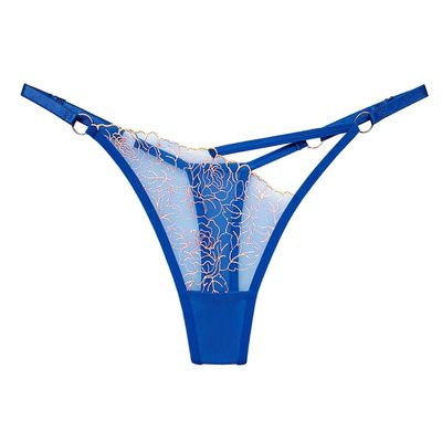 abandi Lace G-String Thongs for Women Adjustable Sexy Low Rise Underwear No Show T-back Thong Panties One Size, Rose Blue