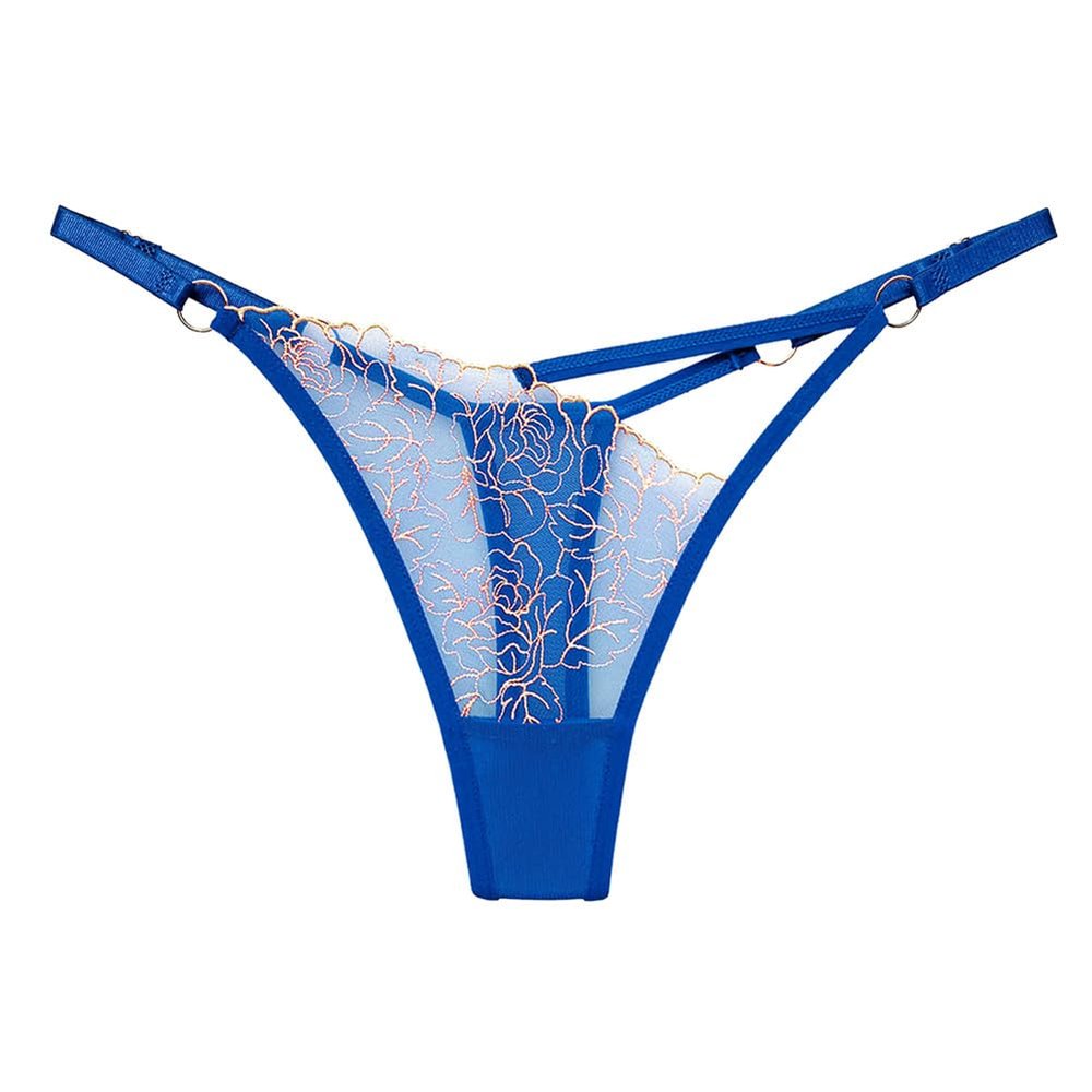 abandi Lace G-String Thongs for Women Adjustable Sexy Low Rise Underwear No Show T-back Thong Panties One Size, Rose Blue