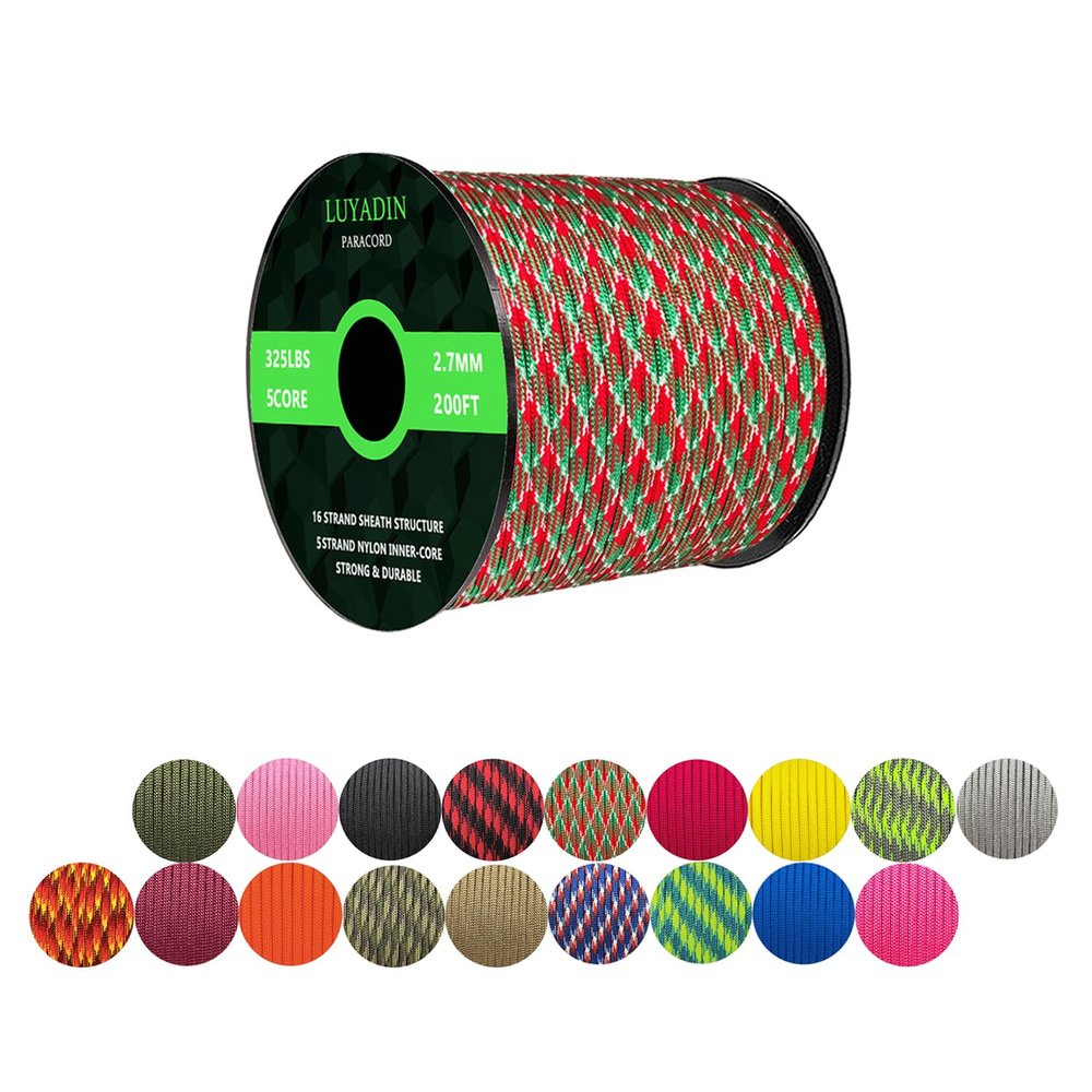 LUYADIN Paracord 325lb Diameter 2.7mm - 5 Strand Parachute Spool Cord - 100ft 200ft,Paracord for Camping,Hiking,Fishing,Outdoor and DIY