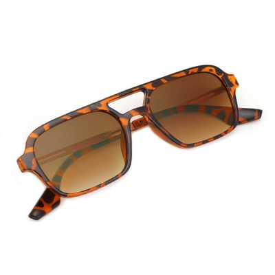 FEISEDY Vintage Square 70s Flat Aviator Sunglasses Women Men Metal Design Shades B2752