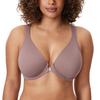 DELIMIRA Women's Front Closure Bras Posture Full Coverage Plus Size Underwire Unlined Back Support Plunge Seamless Bra B-H Cups Mochaccino 38DD view 3