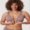 DELIMIRA Women's Front Closure Bras Posture Full Coverage Plus Size Underwire Unlined Back Support Plunge Seamless Bra B-H Cups Mochaccino 38DD view 4