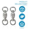 Sosoport 60pcs Stainless Steel Fishing Rolling Swivel Bearing Solid for Easy Connection for Various Fishing Techniques and Enthusiasts view 4