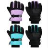 SATINIOR 2 Pairs Kids Waterproof Winter Snow Gloves Ski Gloves for Boy Girl Outdoor Warm Thickening Snowboard(Light Purple, Cyan,6-10 Years,Classic) view 1